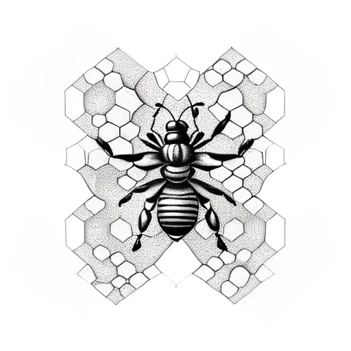 A realistic honeycomb with bees buzzing around it tattoo design idea
