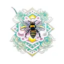 A traditional tattoo of a bee surrounded by honeycombs and flowers tattoo design idea