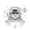 a wealthy warrior with dedication in space suit compare to atoms tattoo design idea