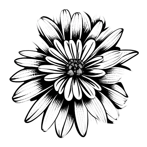 marigold, daisy, mornig glory, chrysanthemum tattoo design idea