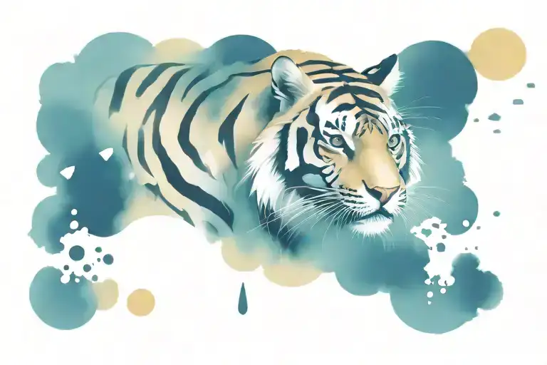 tiger and rain clouds tattoo design idea
