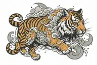 tiger and rain clouds tattoo design idea