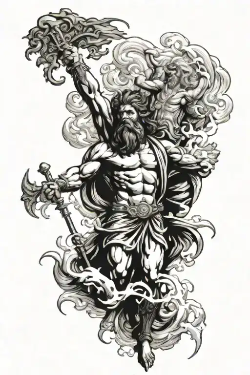 God zeus y poseidon tattoo design idea