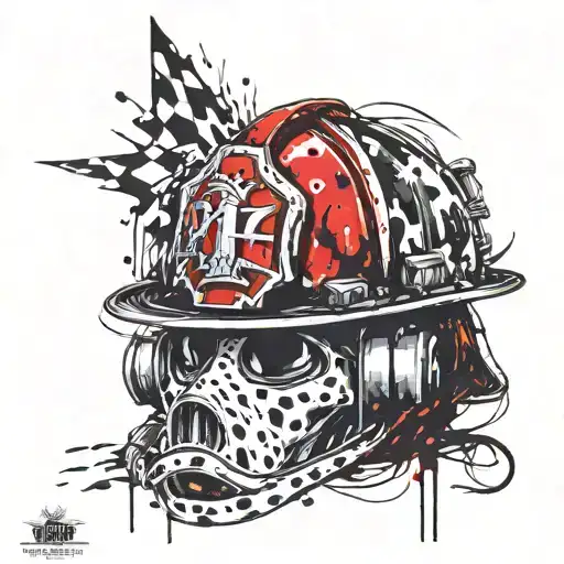 dalmatian firefighter helmet tattoo design idea