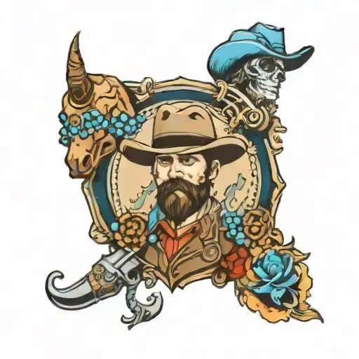 western themed blue collar  tattoo design idea