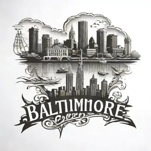 baltimore city skyline tattoo design idea