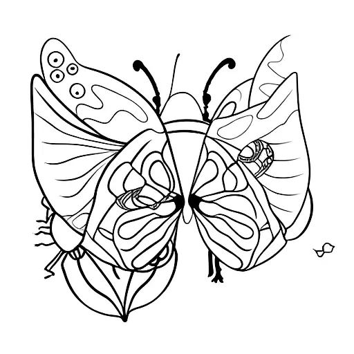 ladybug + butterfly  tattoo design idea