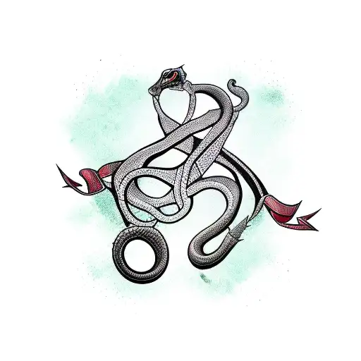 snake and dagger with banner  tattoo design idea