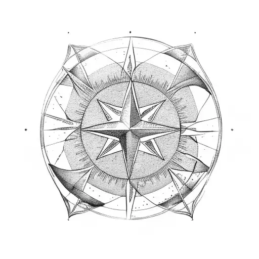 wind rose indicating the south, with a flag of Switzerland and Argentina inside tattoo design idea