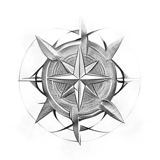 wind rose with a flag of Switzerland and Argentina inside tattoo design idea