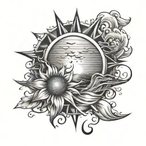 sunshine, ocean, lost loved one  tattoo design idea