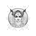 Classical dancer gracefully moving under a full moon tattoo design idea