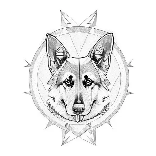 German Shepherd, Ace Of Spades, cards tattoo design idea