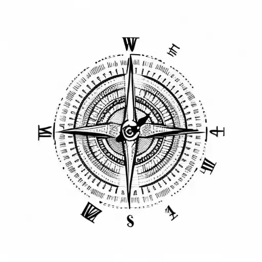 Clock compass beachs moutains  tattoo design idea