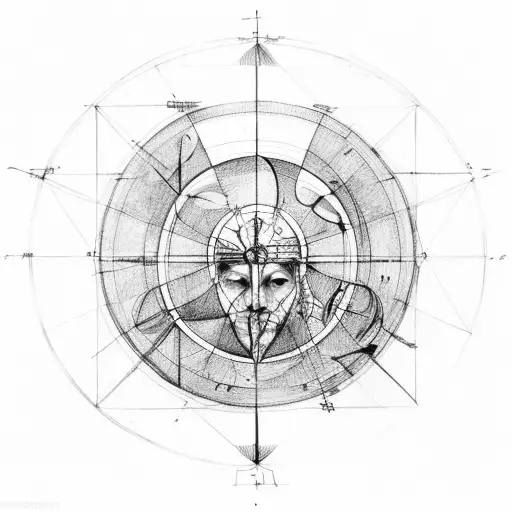Atlas + Vitruvian Man tattoo design idea
