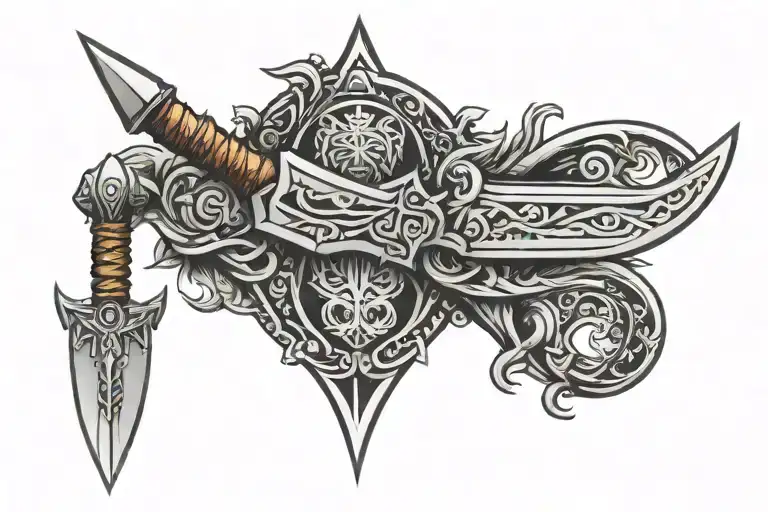 Norse dagger tattoo design idea