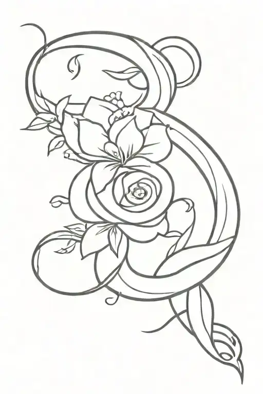Create a tattoo with a snake with moon flowers on the arm, fine feminine strokes tattoo design idea