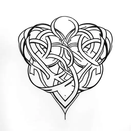 A minimalist tattoo of the Elden Ring logo intertwined with a heart, representing your passion for gaming and your girlfriend tattoo design idea