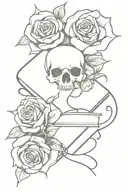A tattoo of a book with a dark romantic theme, incorporating elements like roses and skulls tattoo design idea
