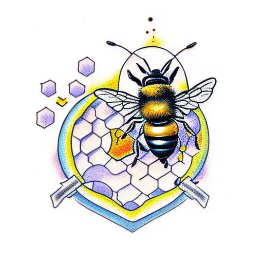 bees and honeycomb  tattoo design idea