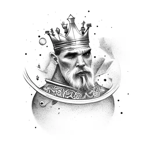 Chess king with universe tattoo design idea