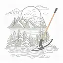 Hi, create a tattoo sketch of my hobbies. My hobbies are paddle boarding, traveling, nature, forest, mountains, I would like this tattoo design idea