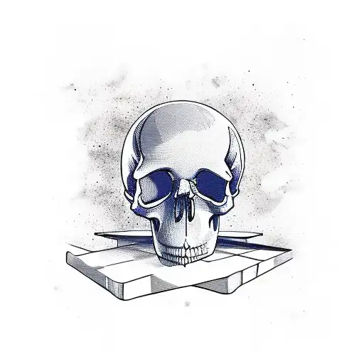 skateboard, skull, mushrooms, trippy tattoo design idea