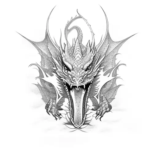 asian dragon without angry face tattoo design idea