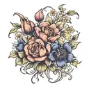 April September October November birth flower bouquet tattoo design idea