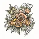 April September October November birth flower bouquet tattoo design idea