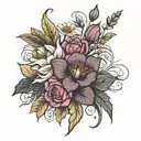 April September October November birth flower bouquet tattoo design idea