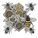 honeycomb bees sunflower  tattoo design idea