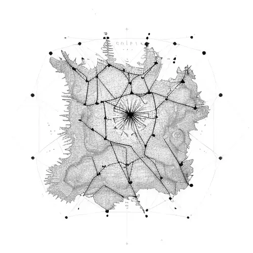 A map of the East Coast transformed into a constellation tattoo design idea