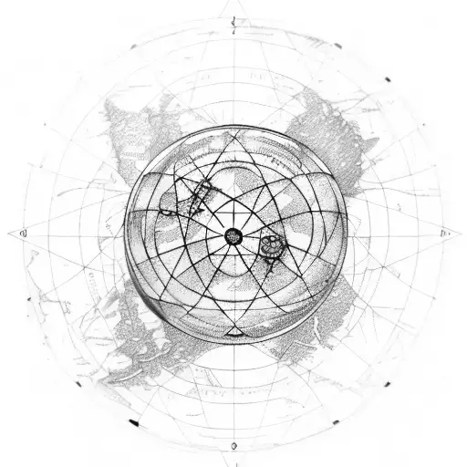 An atom symbol with a map of the East Coast inside tattoo design idea