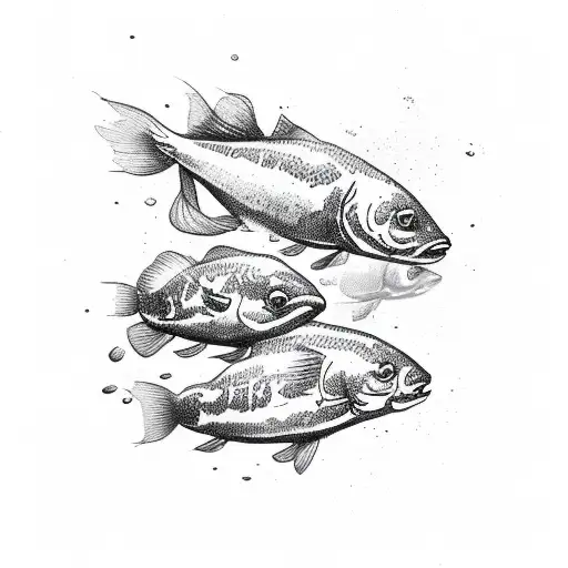 Sketch School Of Small Fish Tattoo Idea - BlackInk AI