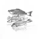 swiming small zebrafishs on the arm, colorful tattoo design idea