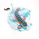 swiming small zebrafishs on the arm, colorful tattoo design idea