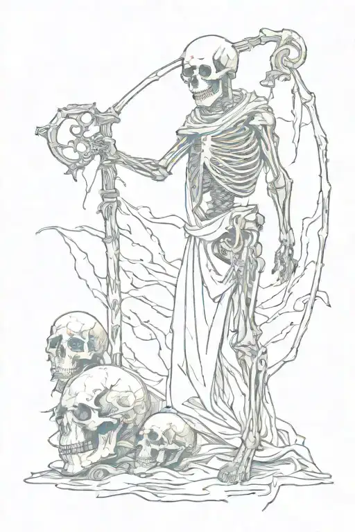 Death with a scythe, souls, Satanism, skeletons, bones, skulls, graves, crows, death tattoo design idea