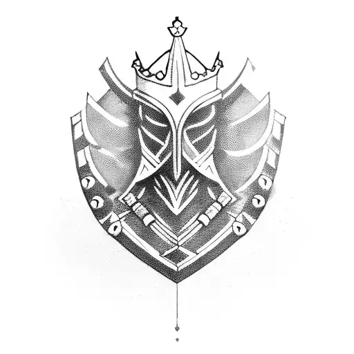 king knight with armor and sword tattoo design idea