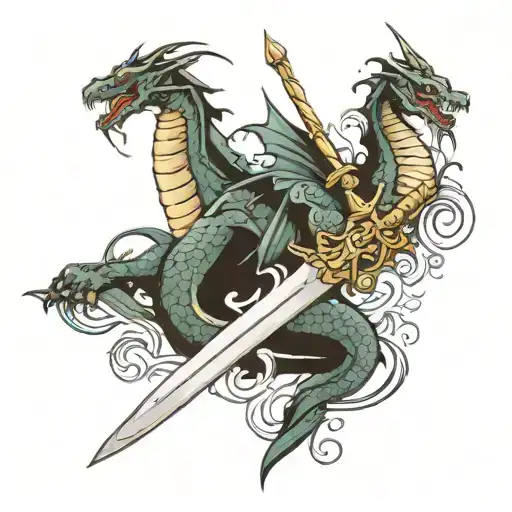 Dragon and sword tattoo design idea