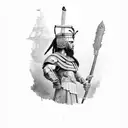 A warrior from the Roman Empire with dreadlocks, representing the strength and resilience of black culture tattoo design idea