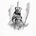 A warrior from the Roman Empire with dreadlocks, representing the strength and resilience of black culture tattoo design idea