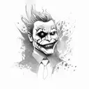 A portrait of the Joker with a twist, featuring his face painted in black and white with dreadlocks flowing out tattoo design idea