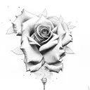 rose with two cherubs hanging tattoo design idea