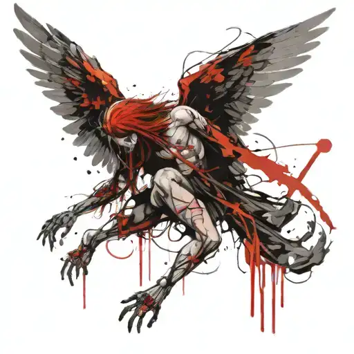fallen angel is a terrible beast tattoo design idea