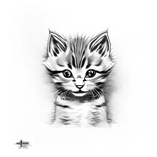 kitten sting with black and white fur tattoo design idea
