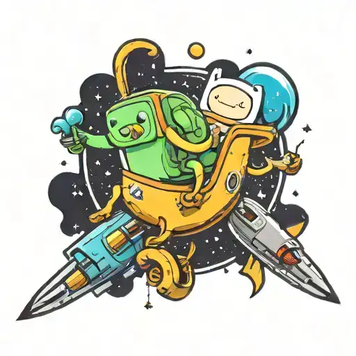 adventure time in space tattoo design idea