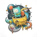 adventure time in space tattoo design idea