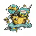 adventure time in space tattoo design idea