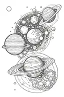 Planets and universe instead tattoo design idea